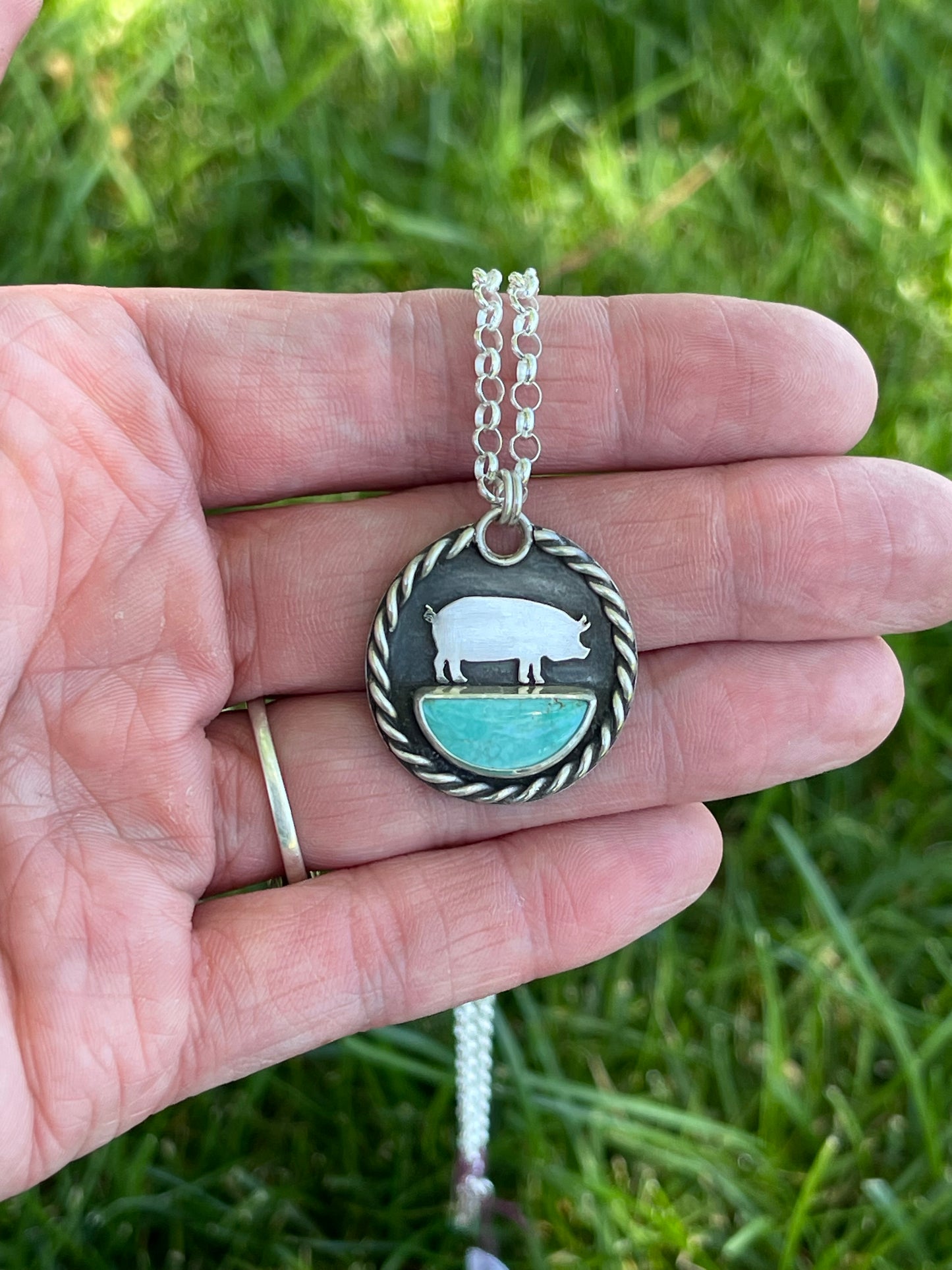 Ol’ Willie Turquoise Pig Pendant