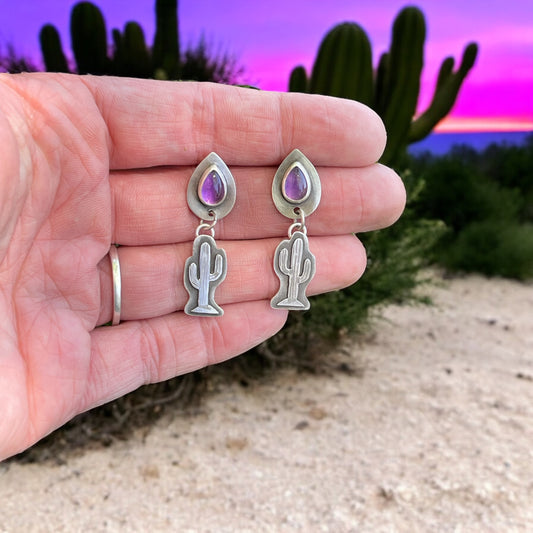 Amethyst Cactus Earrings
