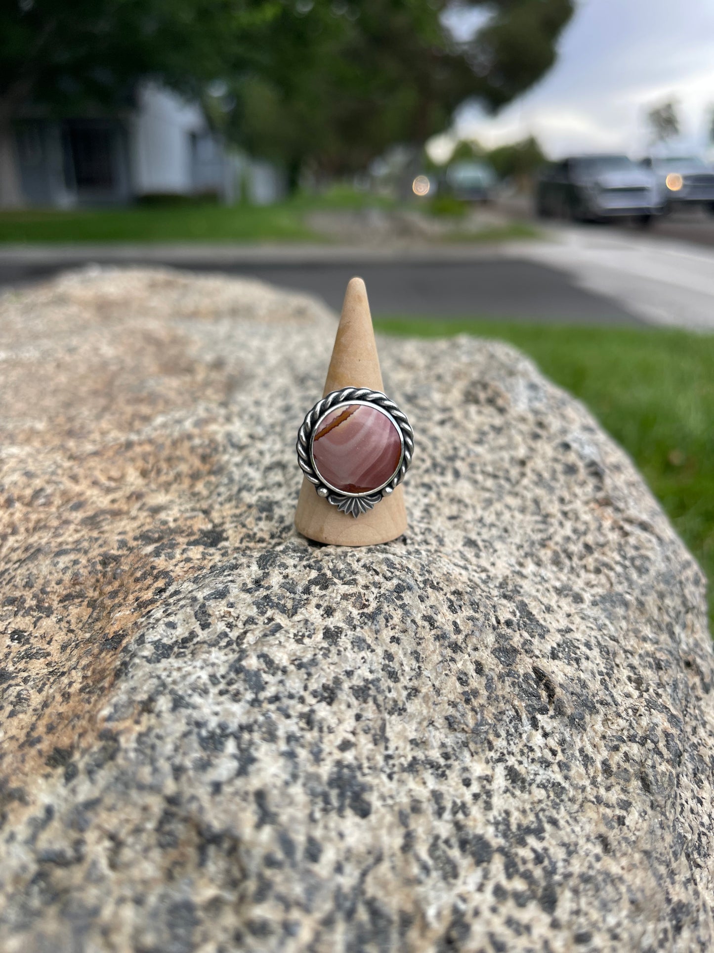 Twisted Red Falcon Jasper Ring