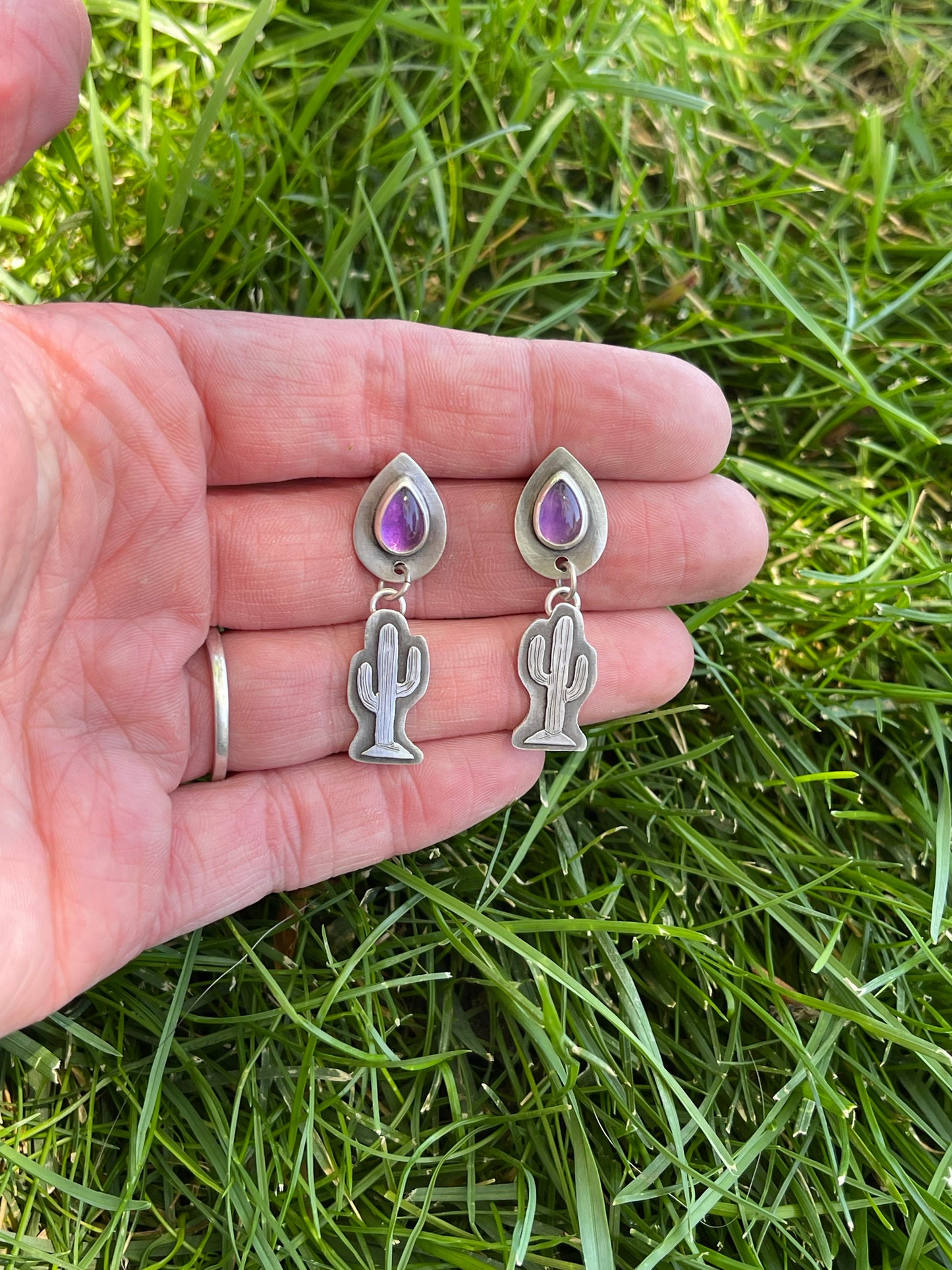 Amethyst Cactus Earrings