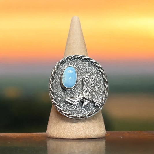 Kingman Turquoise Boot Ring