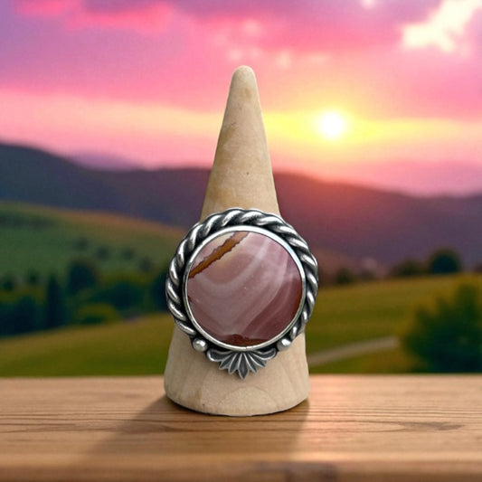 Twisted Red Falcon Jasper Ring