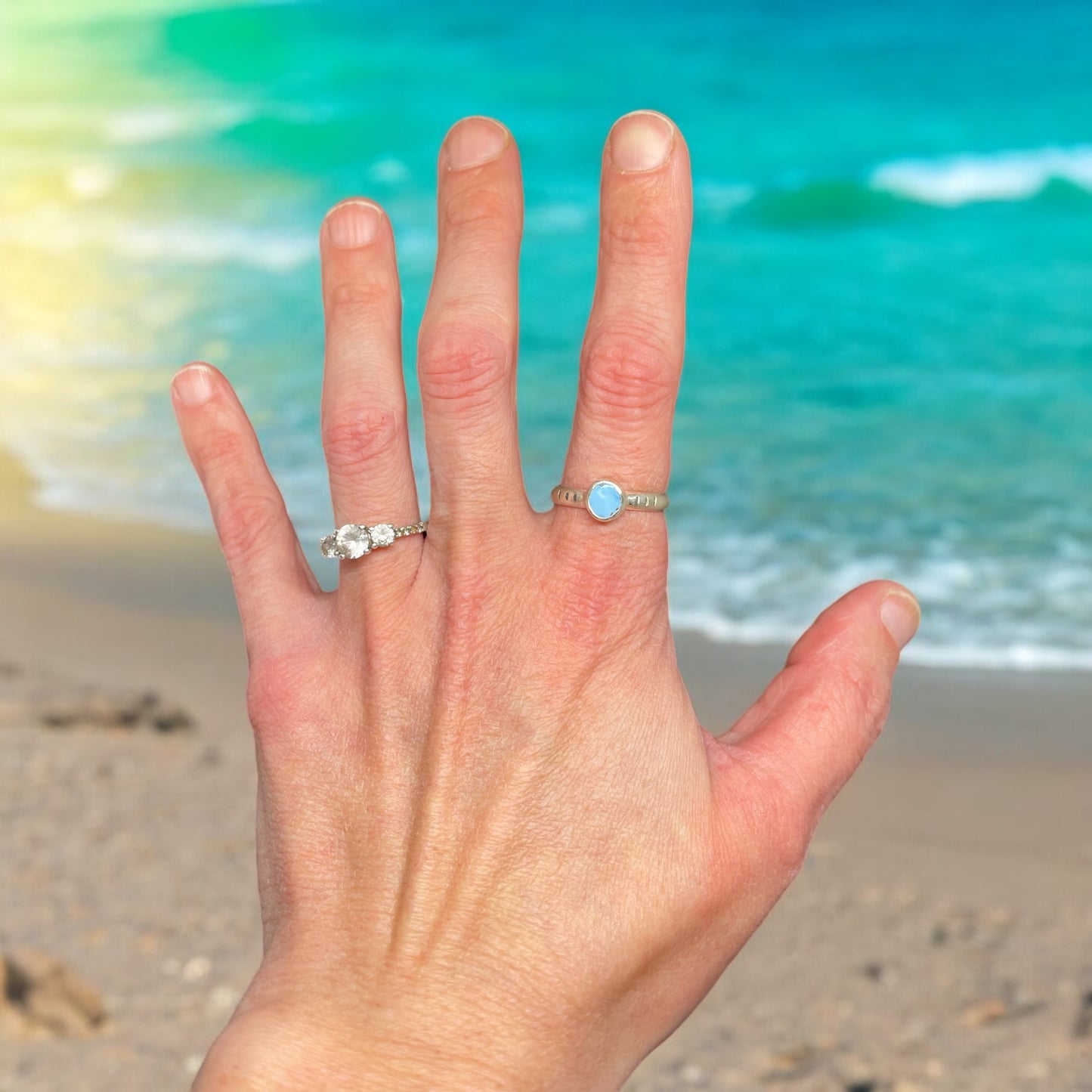 Kingman Turquoise stamped ring