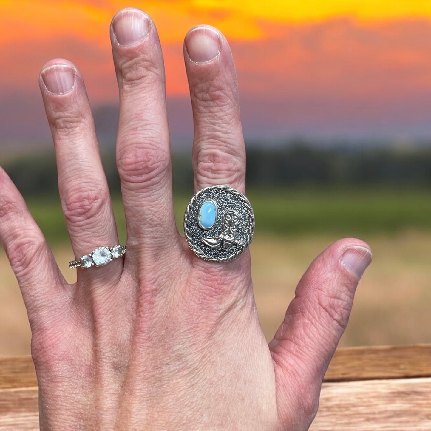 Kingman Turquoise Boot Ring