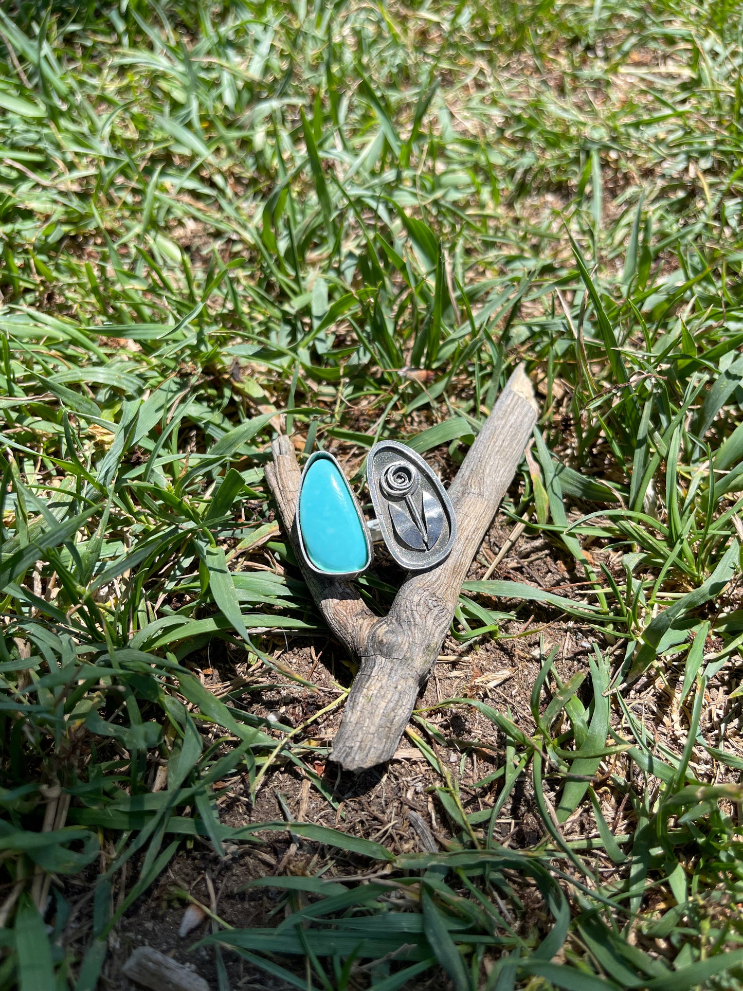 Turquoise and Rose Shadowbox Ring