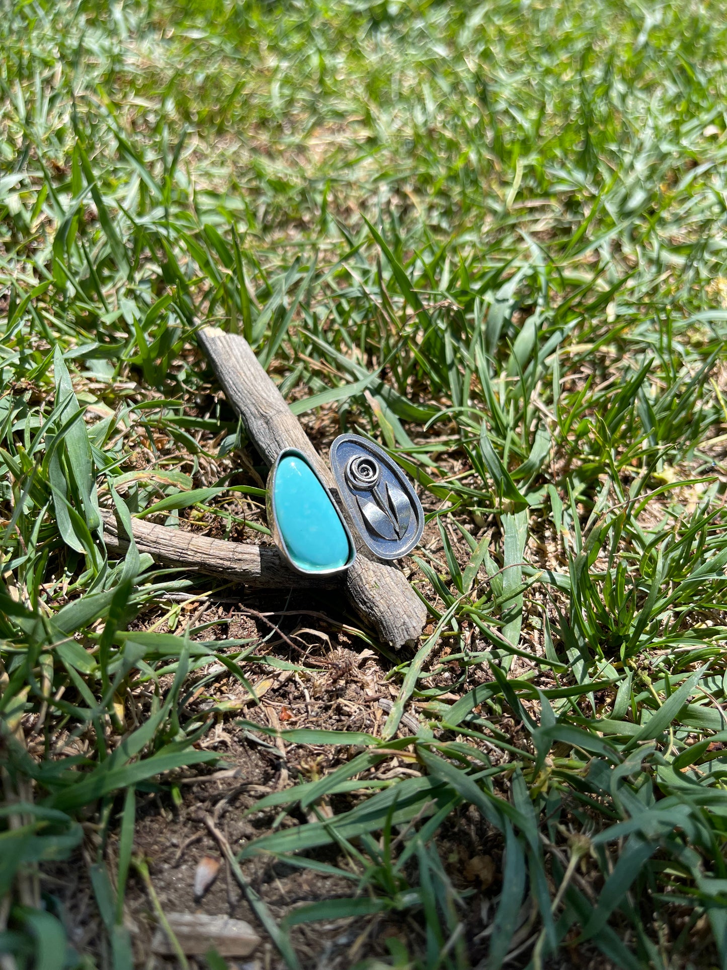 Turquoise and Rose Shadowbox Ring